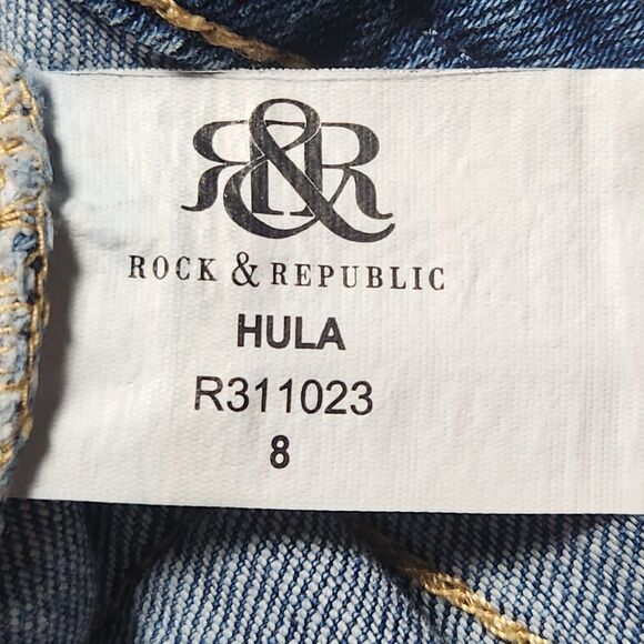 Rock & Republic Womens 8 Hula Distressed Cut Off Denim Shorts Blue - Picture 5 of 10